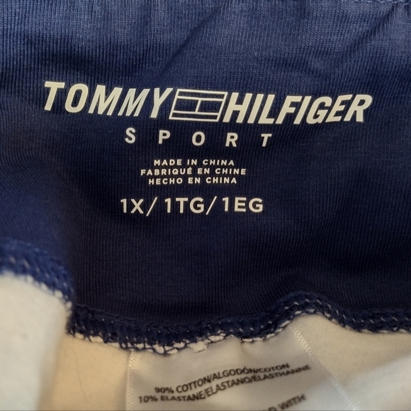 #0361 XL (Tag 1X runs small) NWT TOMMY HILFIGER Blue/Wht Tie Dye Jersey Leggings - Picture 5 of 16